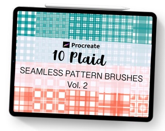 10 pinceaux Procreate à motif écossais, texture tartan transparente Vol2 (téléchargement numérique)