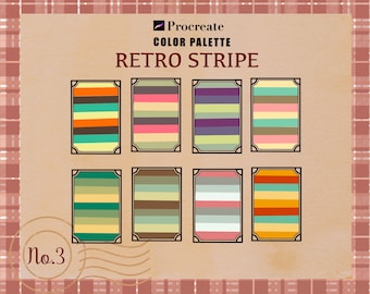 Tavolozza di colori Retro Stripe per Procreate, 30 campioni (download digitale)