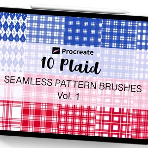 Procreate Brush,Sublimation,Plaid Pattern Brush,Seamless Pattern Brush,10 Seamless Buffalo Plaid Pattern Brushes Tartan Pattern.