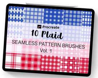 Plaid Pattern Procreate Brush Set, Seamless Buffalo Plaid, Tartan (Digital Download)