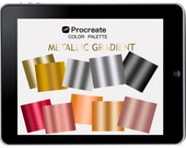 Procreate color palette,Metallic Gradients,Gold, Rose gold,Silver 30 Procreate swatches for iPad
