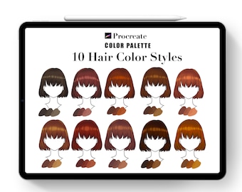 Brunette Hair Color Palette, Procreate Swatches (Digital Download)