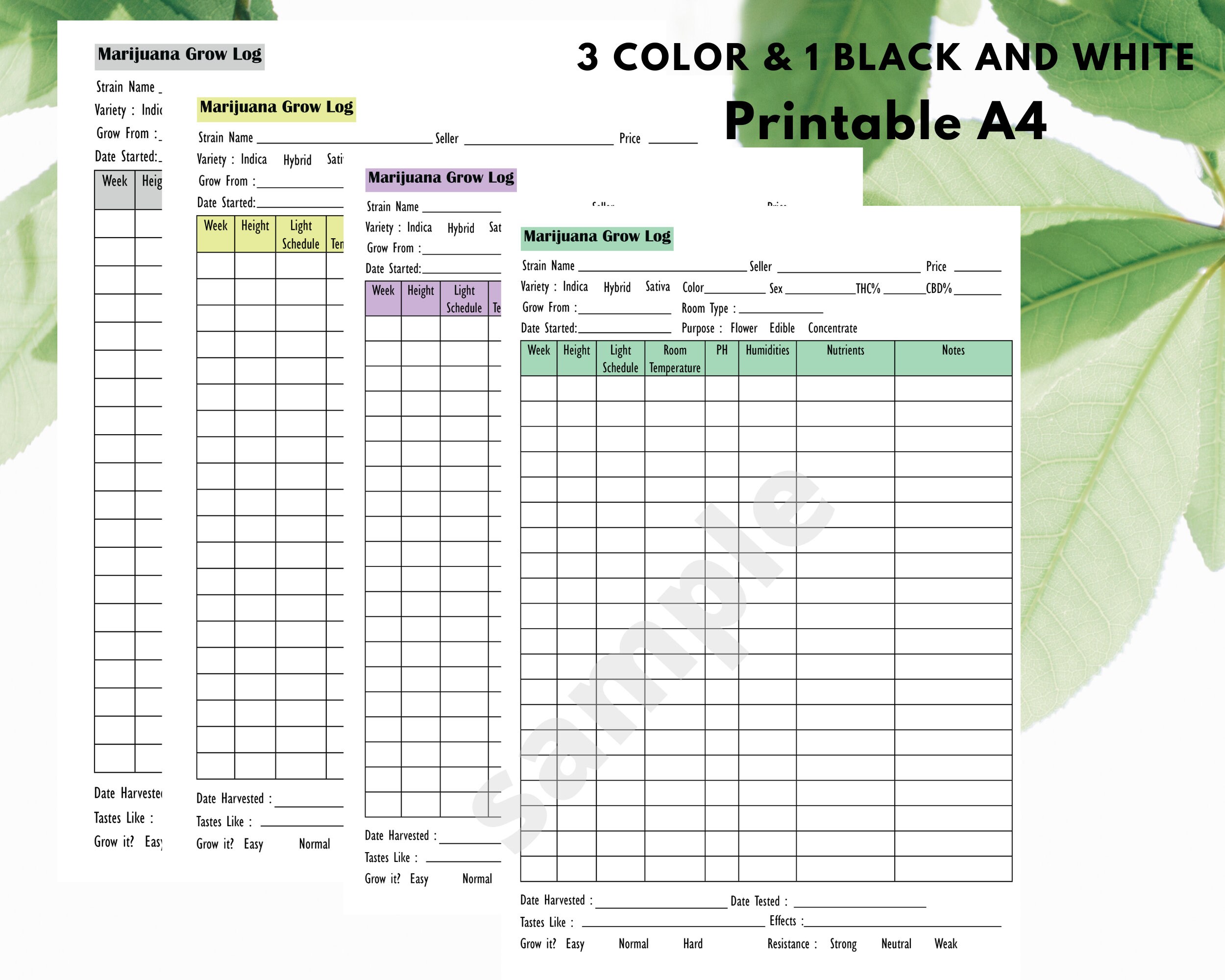 Cannabis Grow Log Weekly/marijuana Grow Journal,monthly and Marijuana Review Log Printable A4 Page - Etsy Cannabis Grow Log Weekly/marijuana Grow Journal,monthly and Marijuana Review Log Printable A4 Page - Etsy