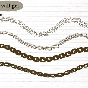 K&ouml;nnte beinhalten: Vier Ketten in verschiedenen Stilen und Farben. Die Ketten sind in einer wellenf&ouml;rmigen Anordnung auf einem wei&szlig;en Ziegelhintergrund angeordnet. Der Text "You will get 4 chains" ist in der oberen linken Ecke des Bildes sichtbar.