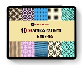 Conjunto de pinceles para Procreate con patrones sin fisuras, arte lineal, volumen 1 (descarga digital)