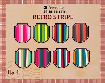 Palette Retro Stripe per Procreate, 30 campioni di colore (download digitale)