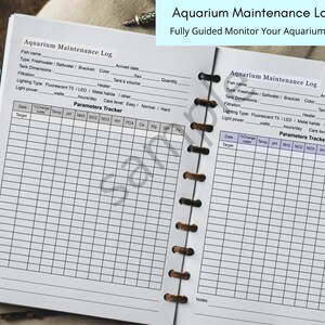 Aquarium Maintenance Log,weekly,monthly,daily Feeding,aquarium Plants ...