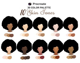 Skin Tones Procreate Color Palette, 30 Shades (Digital Download)