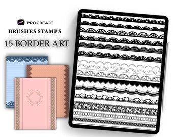 Procreate Lace Border Stamps, Brush Set (15 Brushes)
