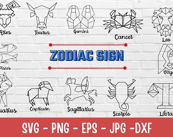 Zodiac Sign SVG Bundle, Astrology Clipart, Vector (Cricut Cut Download)