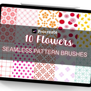 Sublimation Procreate Brush,Flower Pattern Brush,Seamless Pattern Brush,10 Seamless Brushes