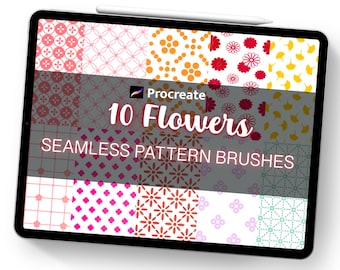Pincel con patrón floral sin costuras, 10 pinceles para Procreate (descarga digital)