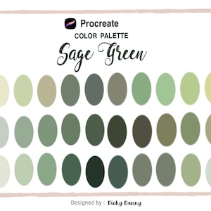 Procreate color palette,Sage green,Garden color,Earth tone,Botanical,Greenery