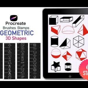 Procreate stamps  60 brushes shapes,Geometric 3D shapes Brush Stamps for Procreate,Elements stamp brushes,Instant Download