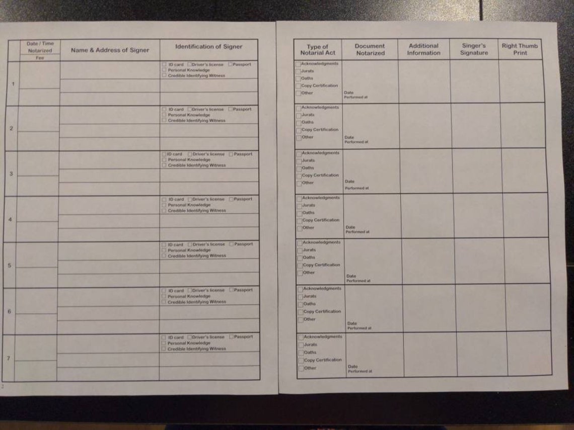 Notary Journal Printable/notary Logbook/editable Form/notary ...