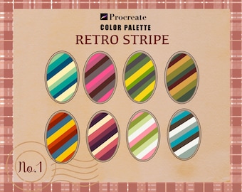 Tavolozza di colori Retro Stripe per Procreate, 30 campioni (download digitale)