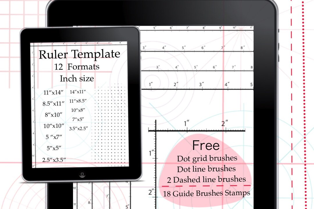 Procreate Ruler,ruler Template,procreate Brushes,madara Grid Stamps ...