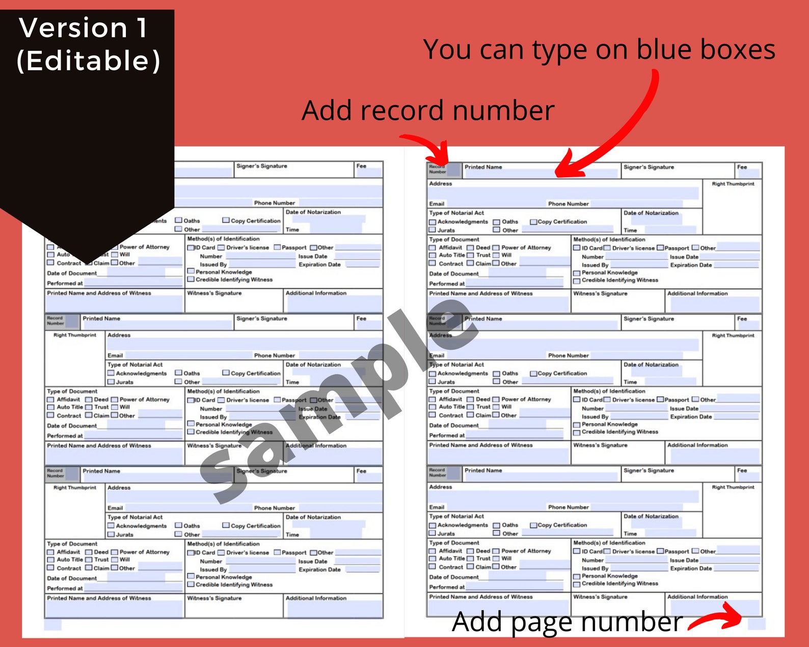 Notary Journal Printable/notary Logbook/editable Form/notary ...