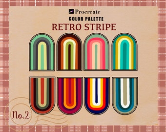 Tavolozza di colori Retro Stripe per Procreate, 30 campioni (download digitale)