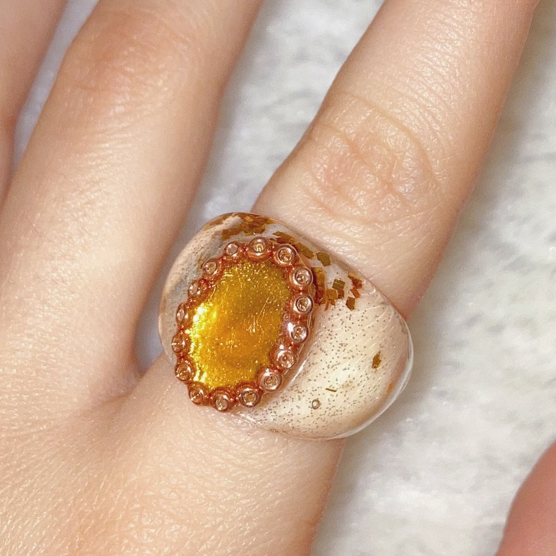 Gold Gem Resin Jelly Ring Etsy