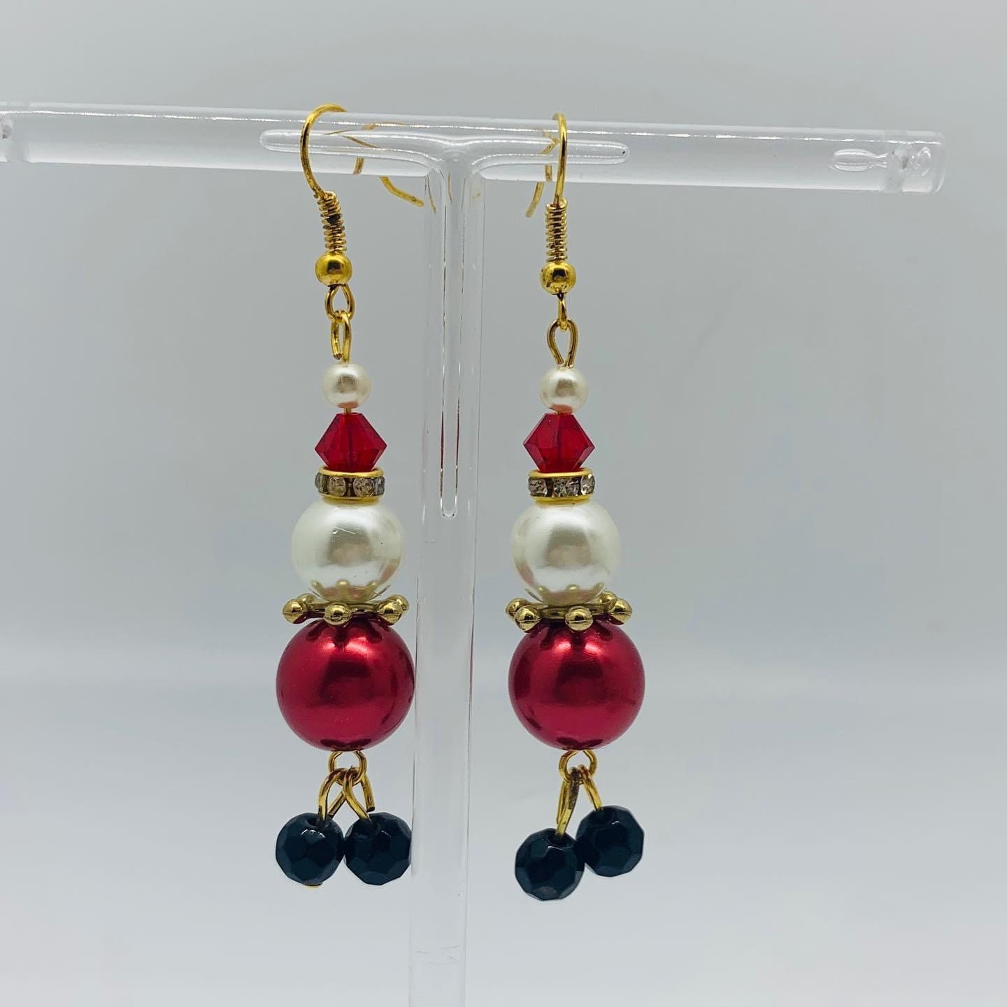 Novelty Santa Father Christmas Earrings with Faux Pearl and Etsy
