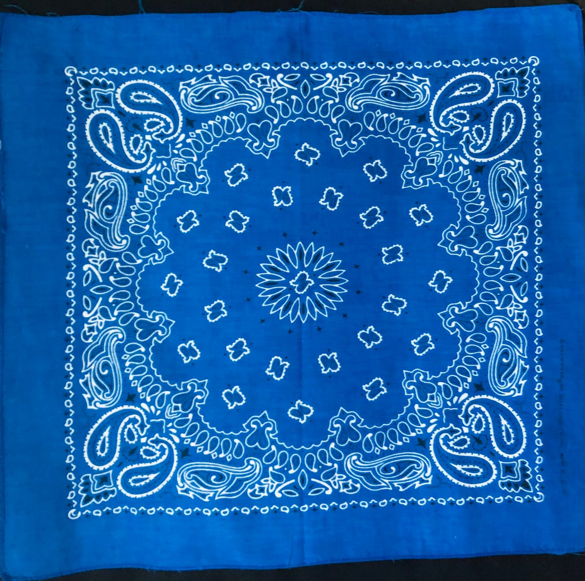 Vintage Blue Paisley Bandanna 100% Polyester Excellent - Etsy