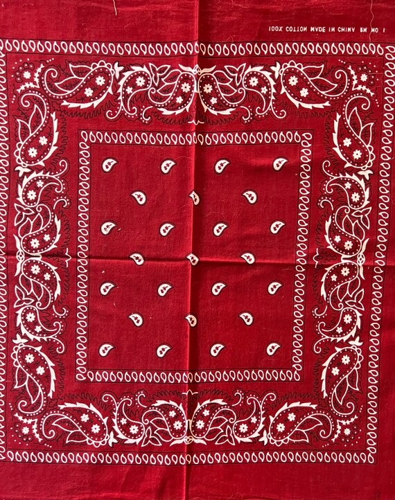 Vintage Red Paisley Bandanna 100% Cotton Excellen… - image 3
