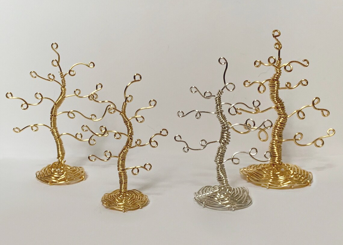 Gold or Silver Tiny Metal Wire Trees Handmade Unique Art Etsy
