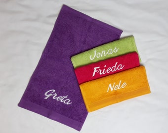 Toalla personalizada, nombre, text, toalla mano baño facial bordada regalo, 100% algodón, calidad