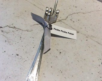 Fickle Pickle Poker Vintage Silverware Silver Plate Dill Pickles Homemade Hostess gift Pickle Fork Funny