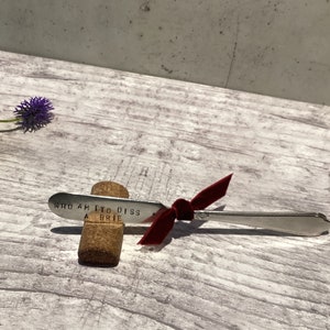 Vintage silver plate spreader hand stamped* Who Am I To Diss A Brie * Butter jam cheese board knife hostess gift party