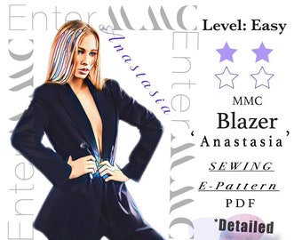 Blazer Jacket Sewing Pattern PDF Digital Download w/Detailed Illustrations + Notes by EnterMMC size US 8