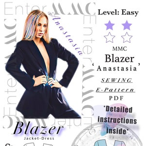 Blazer Jacket Sewing Pattern PDF Digital Download w/Detailed Illustrations + Notes by EnterMMC size US 8