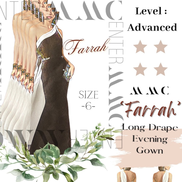 Evening Gown Sewing Pattern PDF Digital Download w/Detailed Illustrations + Notes by EnterMMC in Size 6