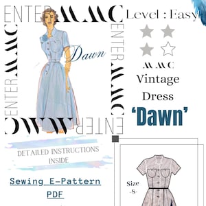 1950&#39;s Vintage Dress Sewing Pattern Instant Download PDF with Detailed Illustrations and Notes by EnterMMC for size (8)