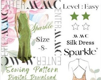 Silk Slip Maxi Dress Sewing Pattern Digital Download PDF w/Detailed Illustrations + Notes by EnterMMC for Size: (8)