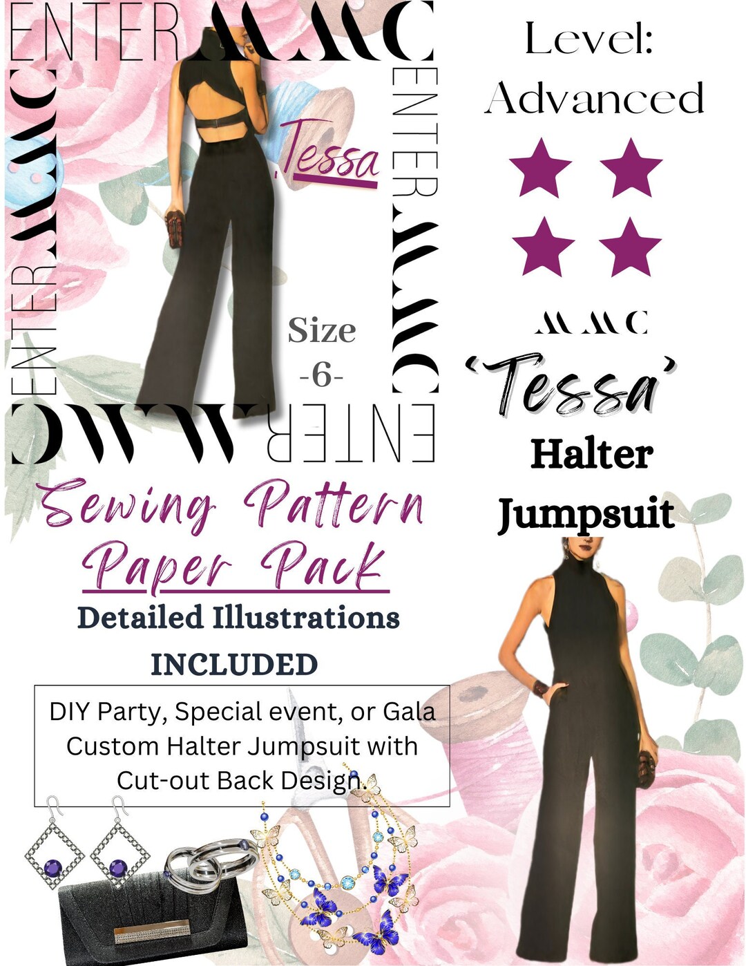 Halter Jumpsuit Sewing Pattern in Printed Out Form W/detailed - Etsy