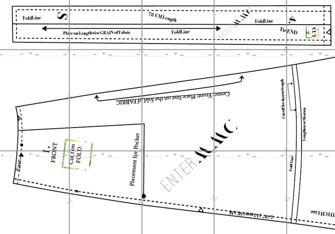 Aline Wrap Skirt Digital Sewing Pattern PDF Instant Download W