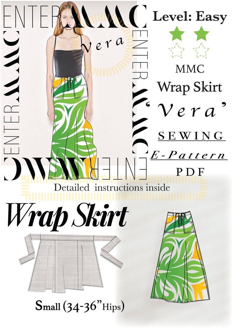 Aline Wrap Skirt Digital Sewing Pattern PDF Instant Download Etsy