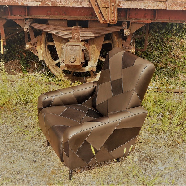 fauteuil patchwork cuir