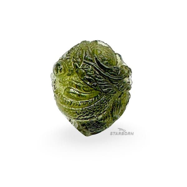 Carved Moldavite Dragon 11.48g (57.4ct) 33mm x 27mm x 12mm
