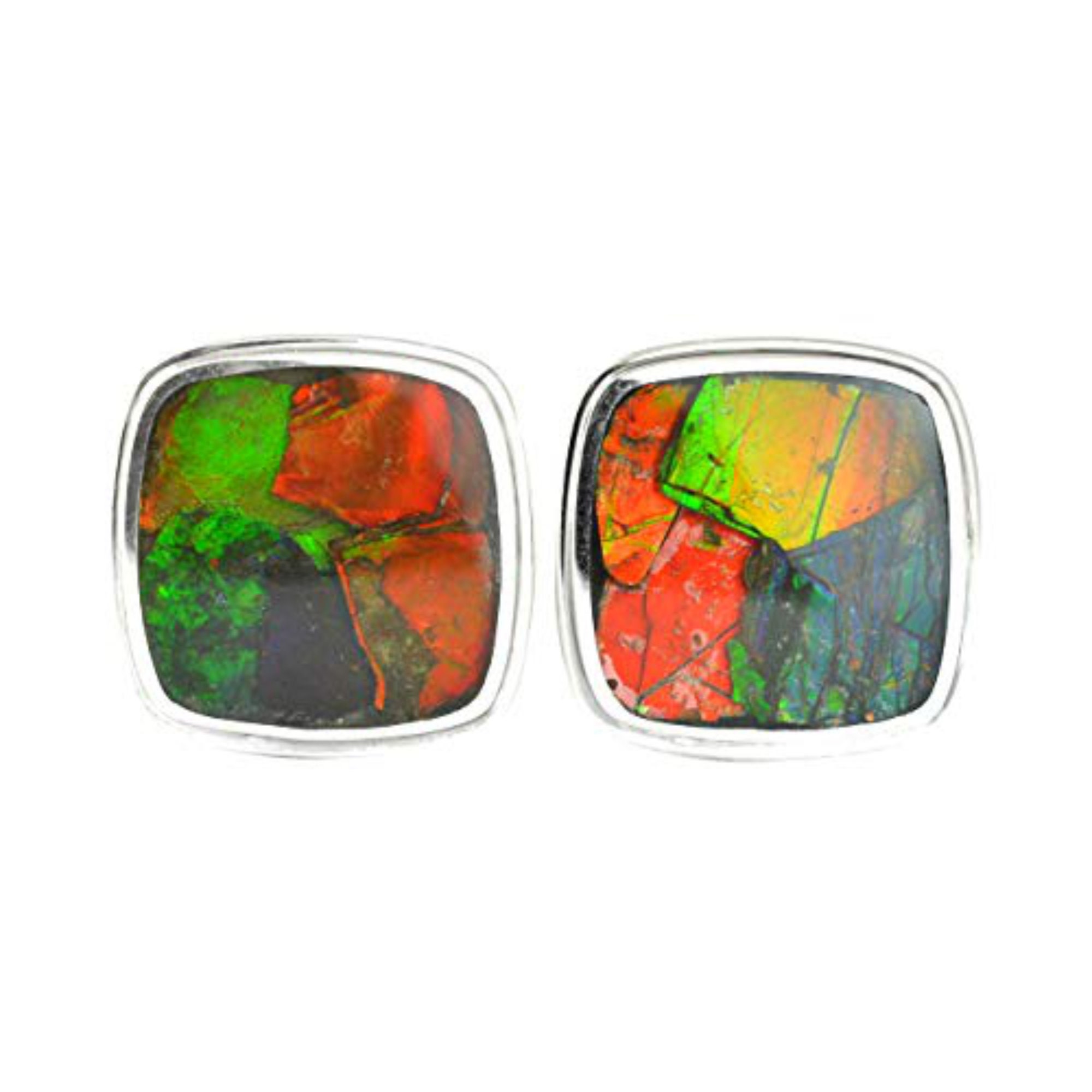 Ammolite Classic square 925 Sterling Silver Cufflinks