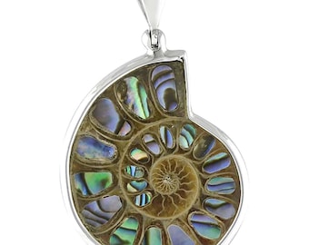 Starborn Sterling Silver Ammonite with Abalone Shell Inlay Pendant