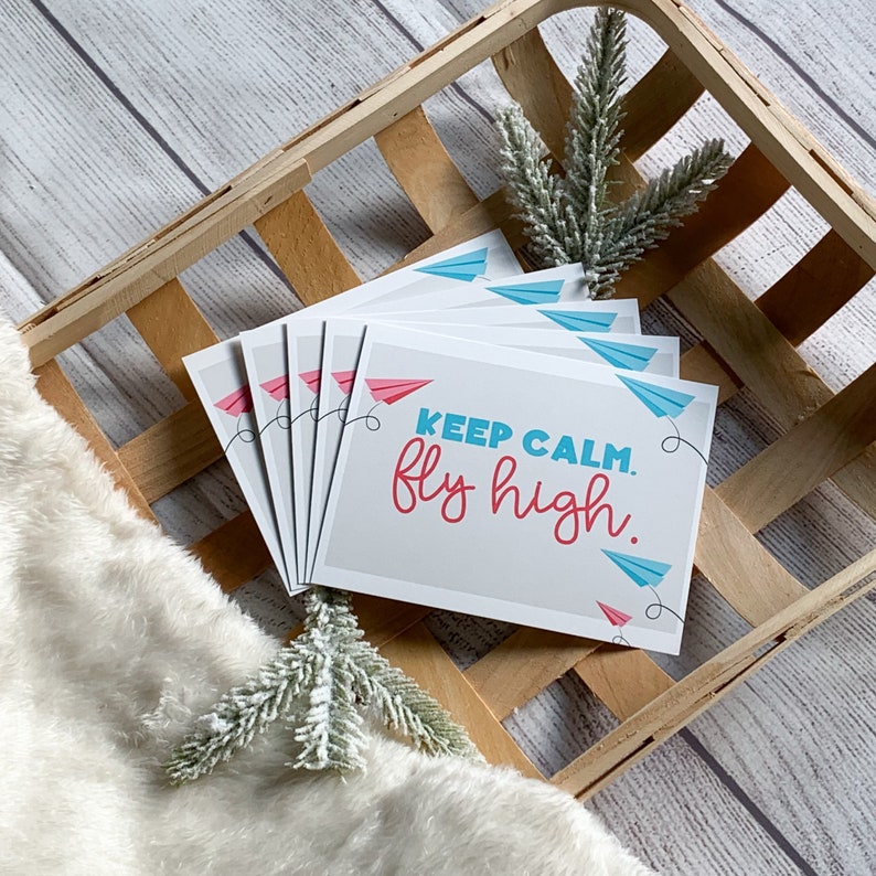 Keep Calm & Fly High Flat Notecard Set image 1