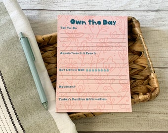 Own the Day Notepad | 50 Sheets | Cute Memo Pad | To Do List | Aesthetic Stationery | Cute List Pad | Daily Planner | Daily Plan Notepad