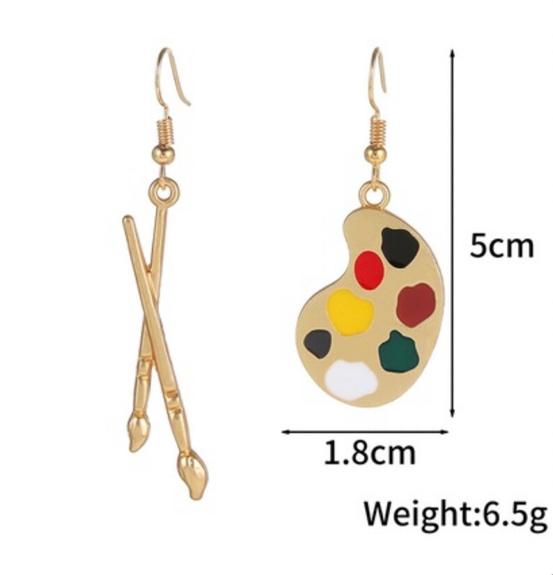 Paint Palette and Brush Set Mismatched Earrings Art Palette Etsy