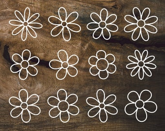 Daisy Outline SVG Bundle, Floral Cut Files (Digital Download)