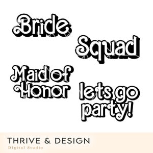 Fichier SVG Bundle mariée | Bachelorette Squad Bundle Svg Clip Art | Fichiers de coupe Cricut de fête nuptiale | Fichiers pour les artisans | Demoiselle d'honneur