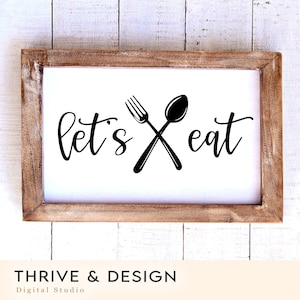 Custom Kitchen towel | Personalized Kitchen Towel | Let&#39;s eat Cut File | Let&#39;s eat svg | Kitchen svg | Dining Room Cut File