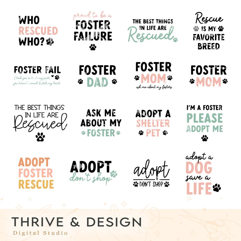 Pet Adoption SVG Bundle, Rescue Designs (digital Download) - Etsy